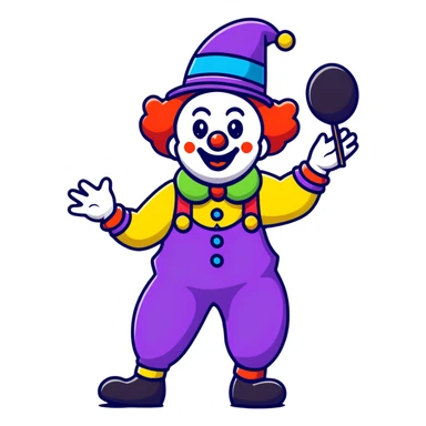 a clown with colorful makeup juggling sticker