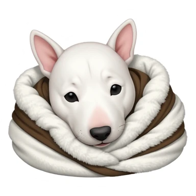 bull terrier sleeping cozy with blanket black head and ears sticker