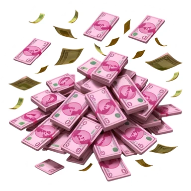 pink money flying  sticker