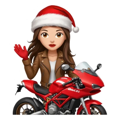 biker girl brune long hair moto christmas ducati sticker