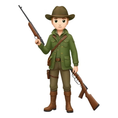 male hunter, standing, confident stance sticker