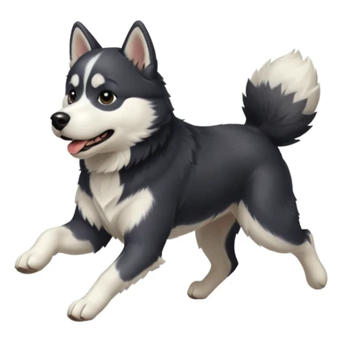 a black and white husky dog running towards the left sticker