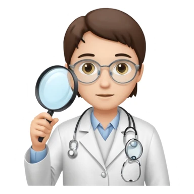 medica de jaleco com uma lupa sticker