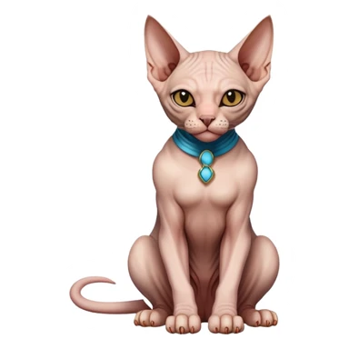 Sphynx cat full body sitting with a mask sticker