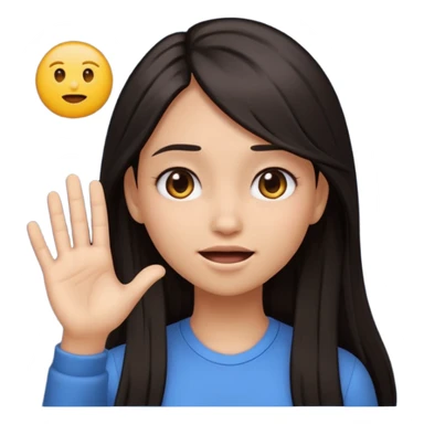 Animated girl dark long hair emoji tapping right side of the head with her hand with duh facial expression  sticker