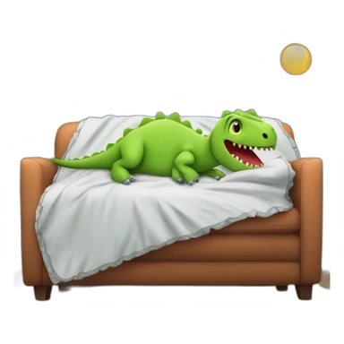 fever sick dinosaur on the sofa under blankets sticker