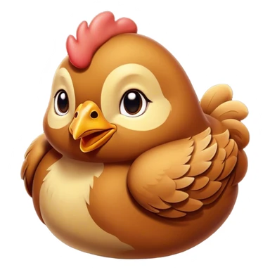 Meme-Worthy Cute Sleeping Brown Chicken Portrait Emoji, Head resting peacefully with a contented smile, showcasing a delightfully compact build and a luxuriously soft brown plumage, eyes shut in a serene, restful nap, Simplified yet hilariously adorable features, highly detailed, glowing with a soft, drowsy light, high shine, relaxed and utterly lovable, stylized with an air of playful laziness, bright and heartwarming, soft glowing outline, capturing the essence of a comically sleepy chicken, so meme-worthy it feels like it could instantly become the next viral sensation of adorable slumber! sticker