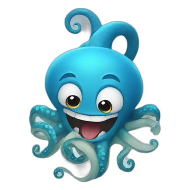 cute blue kraken laughing sticker