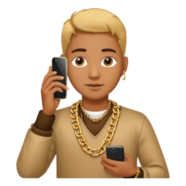 cyber punk gold chain holding phone sticker