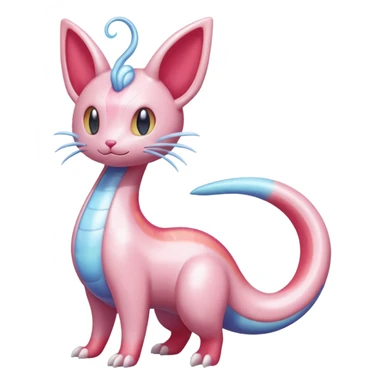 Shiny Pastel Translucent Sparkly Skitty-Milotic-Lumineon-Dragonair-Fakémon-hybrid-creature (full body)  sticker