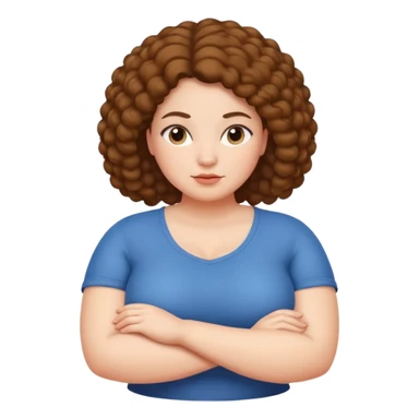 Curvy fair skin woman with natural hair arms folded.  sticker