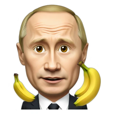 Vladimir Putin with 2 bananas in mouth sticker
