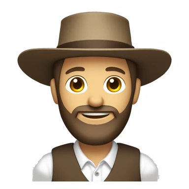 Amish man white with brown straw hat building a building with beard without a mustache smiling  sticker