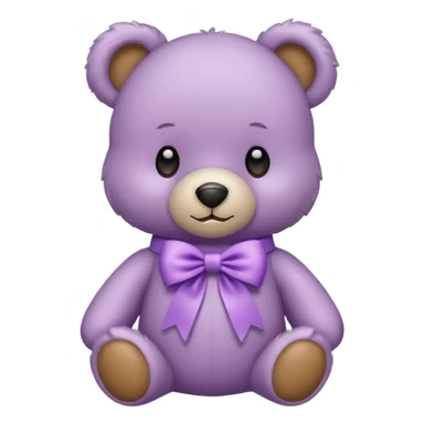 Teddy bear wearing a lilac ribbon around its neck  sticker