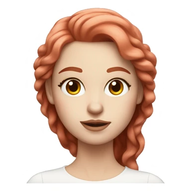Woman with a white skin that has wavy Long hot red hair and brown eyes with an eyeliner and lashes coding on a pink macbook sticker