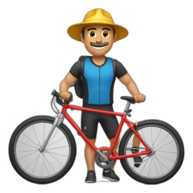 señor gordo blanco con gorra y bicicleta sticker