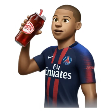 Mbappe entrain de boire un coca cherry sticker