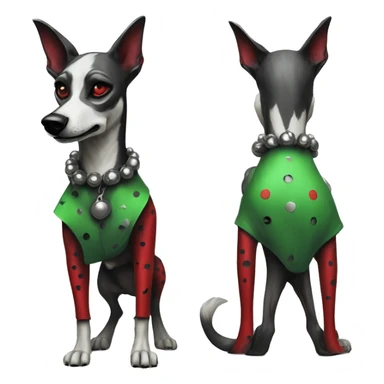 Edgy Punk dog spiked collar tattoos Green gray black red punk dog Harley Quinn as a dog mime clown harlequin facepaint tattoos punk lurcher surrealism  sticker