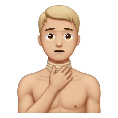 Man holding his neck in distress  sticker