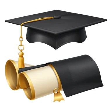 Graduation cap with diploma and honor roll medal sticker