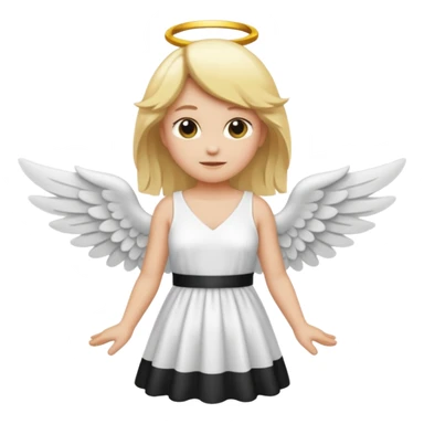 Créé un emojis avec une tenue complète d'ange blanc et des ailes noir de demon sticker