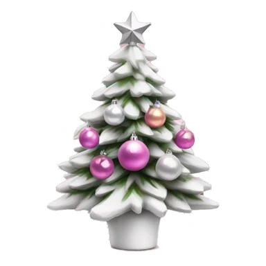 Mini white Christmas tree with pink and silver ornaments sticker