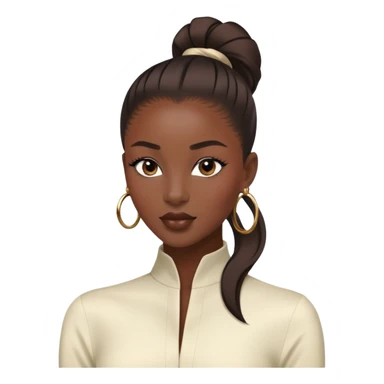 Stylish African fashion model with sleek high ponytail, elegant pose, fashionable outfit sticker