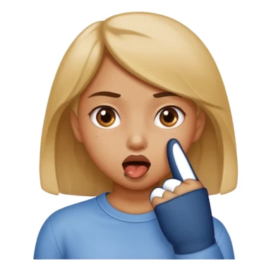 Chica mordiendose el dedo índice doblado pero sin sacar la lengua sticker