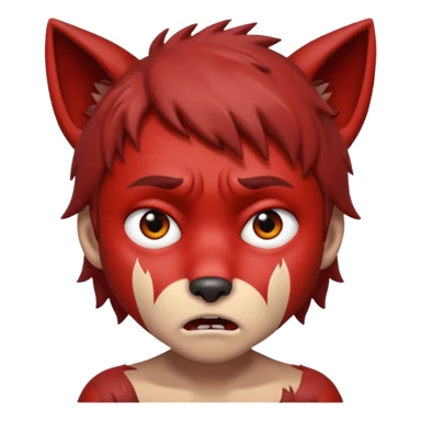 Wolf Boy Red Scared sticker