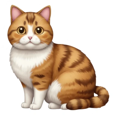 full body torbie and white cat with small head and short but chubby body sticker