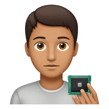 an icon of a person with a small computer chip next to him sticker