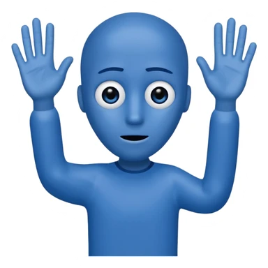 an annoying person saying "6 7" every second waving their hands, and their body is just the letters 6 and 7. they are blue. their eyes are at the top of the 7 and the hole in the 6.the have black legs and arms, but their hands are white. sticker