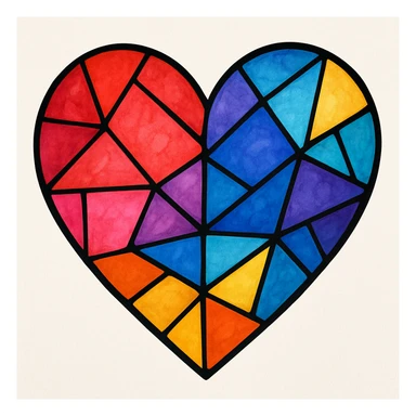 heart with a stained glass effect, digital illustration sticker