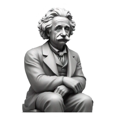 sitting philosopher-statue as albert einstein thinking sticker