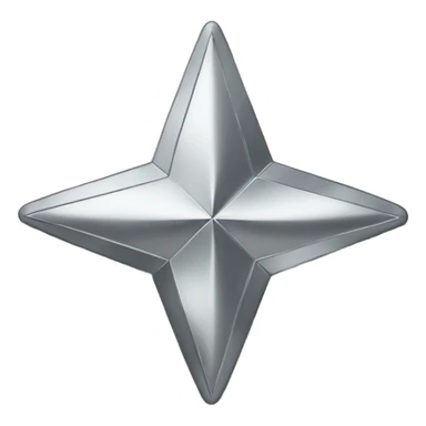 Silver chrome four-point star sticker