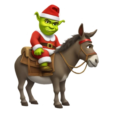 Shrek riding donkey with a Santa hat sticker