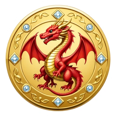 diamond coin with a dragon at the center  sticker