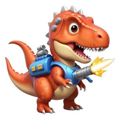 rocket-propelled dinosaur portrait, head and shoulders only, cute T-rex face, rocket pack visible behind shoulders, glowing thrusters, 3D cartoon, mobile game icon style, clean background, no text, no watermark sticker