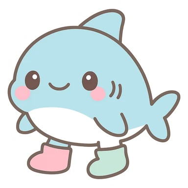 a cute shark with colorful shoes, kawaii style sticker
