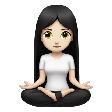 goth white girl and black hair meditating sticker