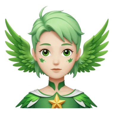 like character, star of green that have white wings  sticker