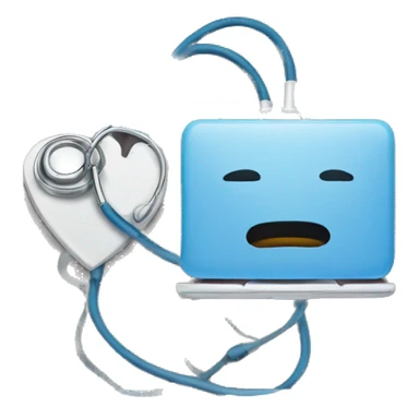 a laptop in which a website is opened and the laptop is connected with a stethoscope sticker
