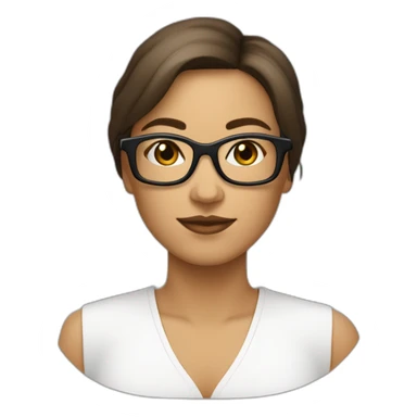 femme blanche brune avec un carré, des cheveux lisses et des lunettes sticker