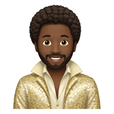 Eddie Levert from The O'Jays with dark brown afro hair, cream sequin outfit sticker