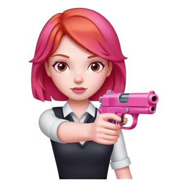 Red head girl with a pink gun sticker