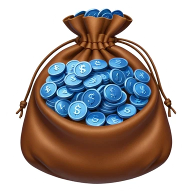 brown money bag of blue coins sticker