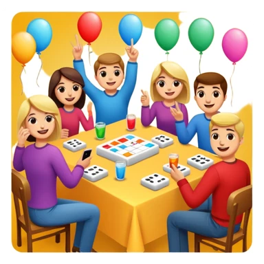 Party quiz with happy people no phone writing blocks sticker