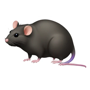 A Rat That is fat and has black Duck feet and three hairs and has a rainbow tail sticker