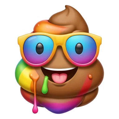 rainbow poop emoji with sunglasses sticker