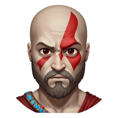 Visage de Kratos du jeu PlayStation a la perfection, c'est a dire que la marque rouge doit partir jusqu'à l'arrière du crâne et il n'a rien du côté de l'oeil droit donc gauche pour moi  sticker